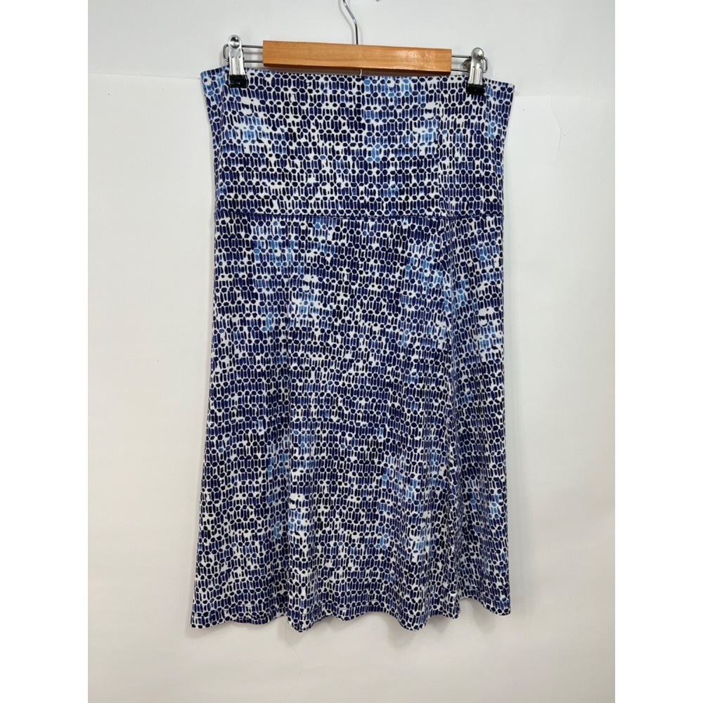 Cynthia Rowley Knit Skirt Blue White Geometric Print Stretch Womens Sz S